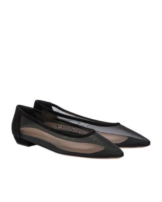 Gianvito Rossi Black Sheer Organza Ballet Flats