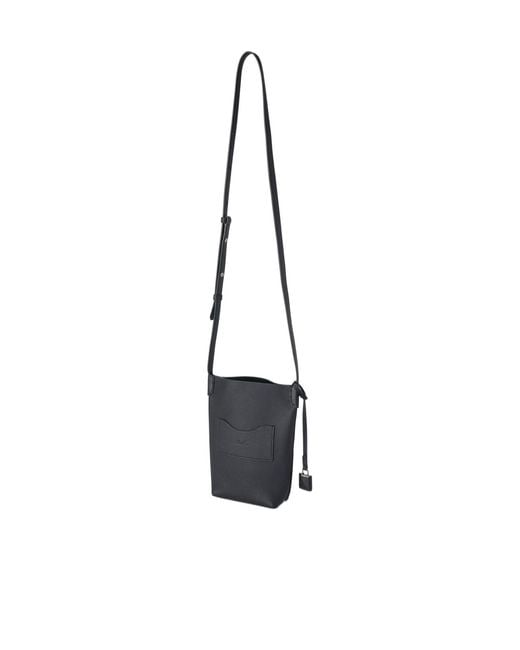 Loro Piana Black Adjustable Leather Cross-Body Mobile Phone Bag for men