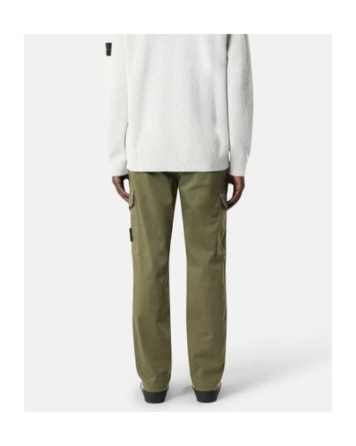 Stone Island Green Logo Patch Pocket Detail Pants for men