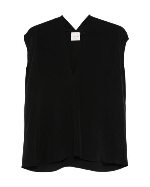 Alysi Black V-Neck Blouse
