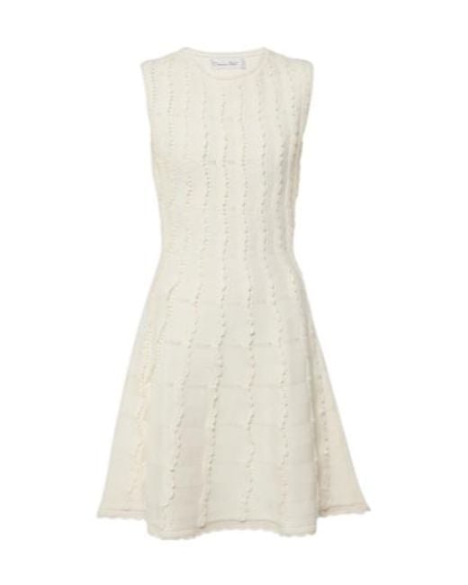 Oscar de la Renta White Knitted Minidress