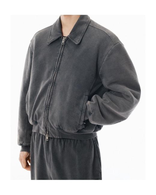 Alexander Wang Gray Oversized Zip-Up Moto Jacket for men