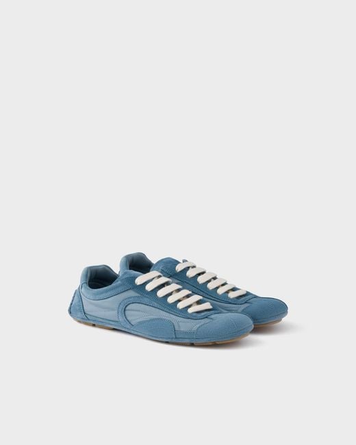 Prada Blue Montecarlo Re-Edition 2005 Suede And Re-Nylon Sneakers