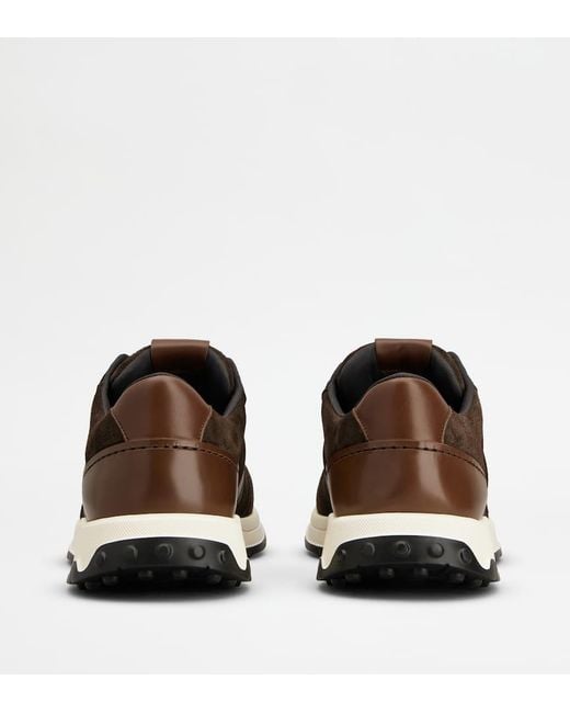 Tod's Brown Panelled Lace-Up Sneakers for men