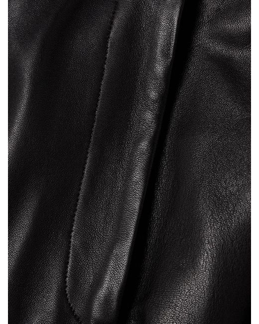 Nour Hammour Black Leather Wide-Leg Trousers