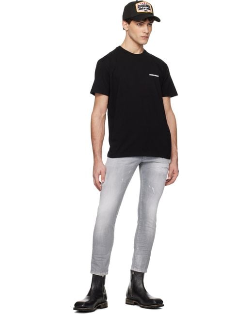 DSquared² Gray Skater Distressed Skinny Jeans for men