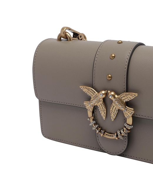 Pinko Gray Flap Shoulder Bag