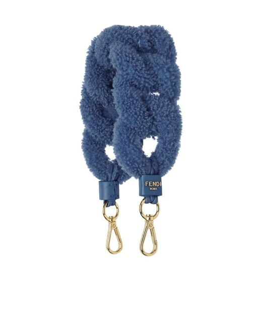 Fendi Blue Sheepskin Shoulder Strap