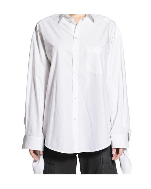 Balenciaga White Knotted Cuff Blouse