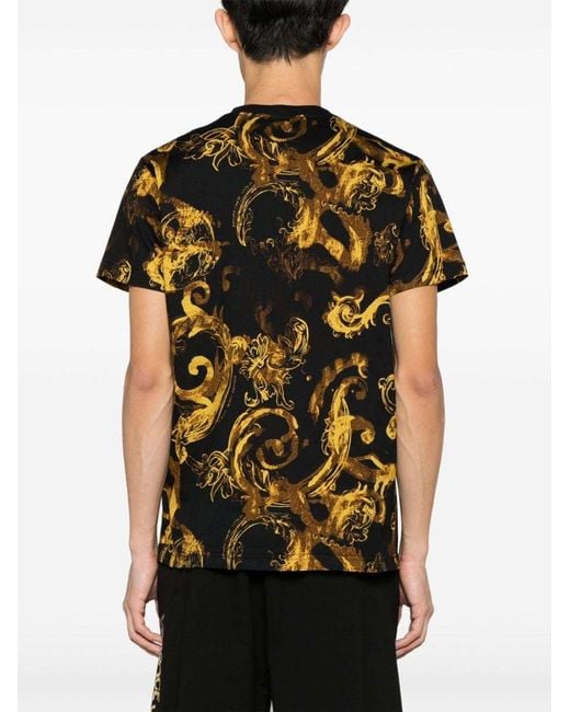 Versace Jeans Black Couture Baroque Printed Crewneck T-Shirt for men