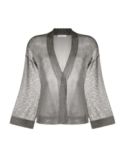 Fabiana Filippi Gray Sequined Translucent Casual Jacket