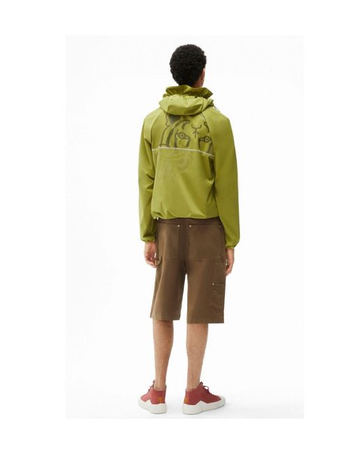 KENZO Green Logo-Patch Hooded Jacket for men