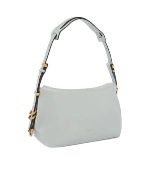 Pinko Gray Saddle Bag Baguette Small Leather Shoulder Bag