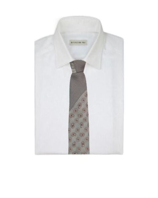 Etro White Patchwork Pointed Tip Tie for men