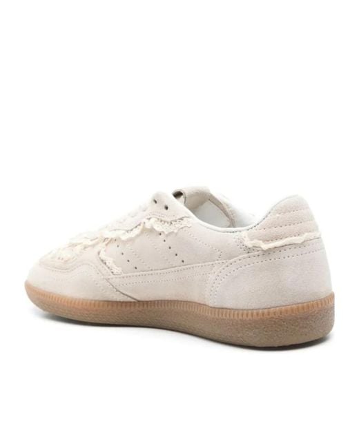 Alohas White Crochet Trim Lace-Up Sneakers
