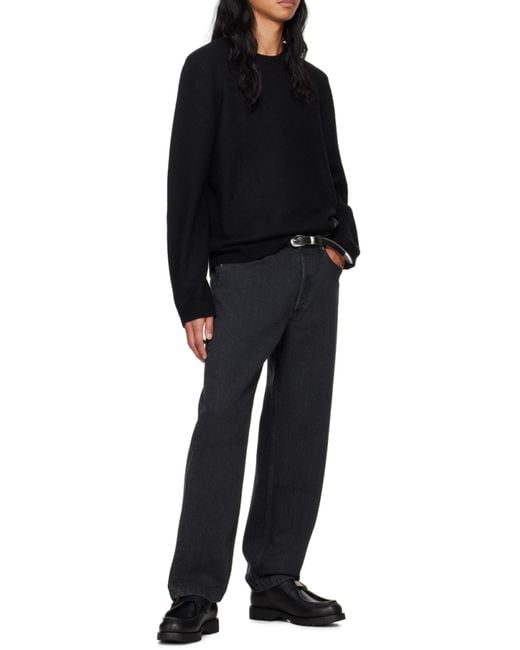 A.P.C. Black Edward Logo Intarsia-Knit Crewneck Jumper for men
