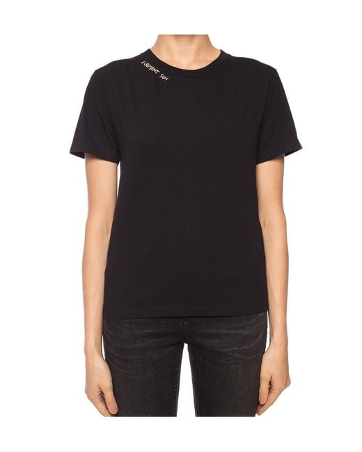 Saint Laurent Black Slogan Detail T-Shirt
