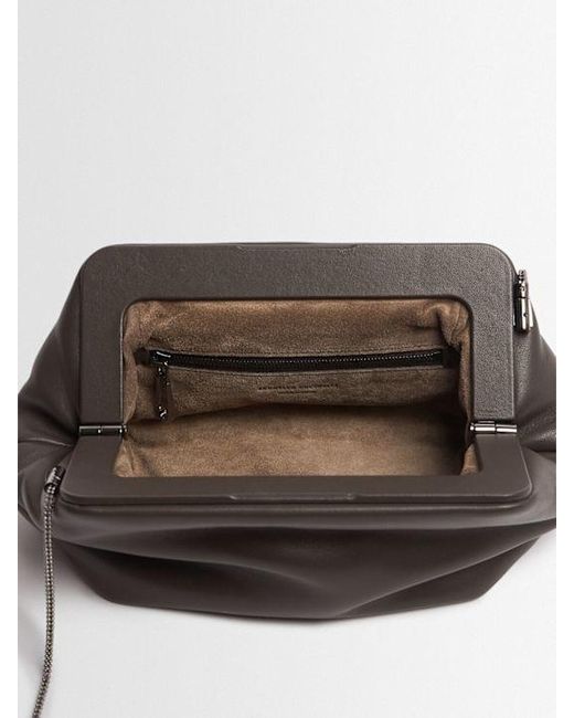 Brunello Cucinelli Brown Shoulder Pouch With Chain Strap