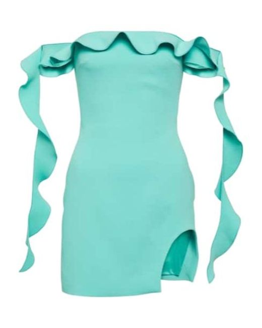 David Koma Blue Ruffled Minidress