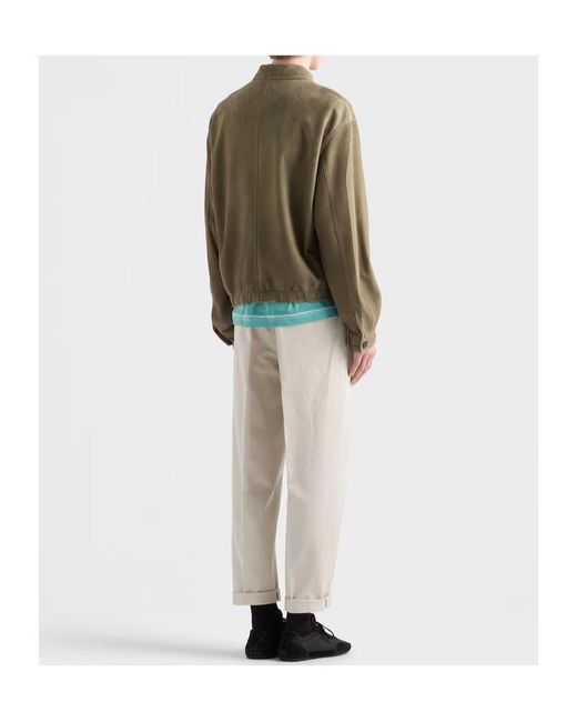 Prada White Pleated Relaxed Fit Trousers for men