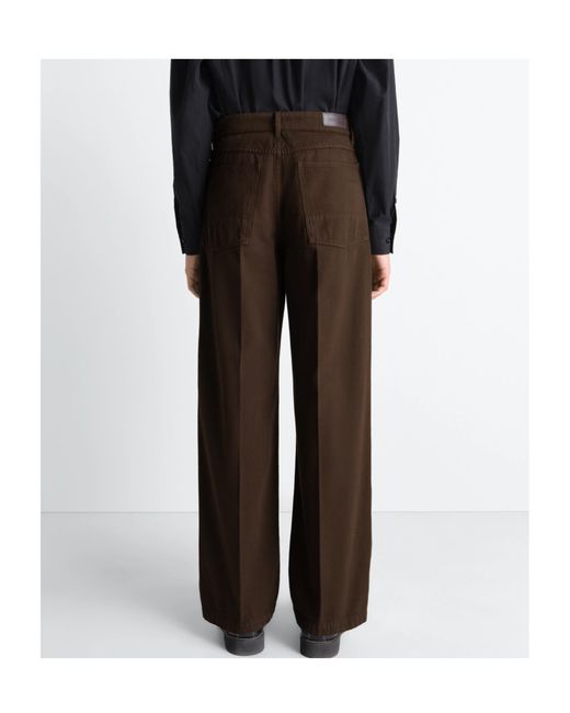 Lemaire Brown Wide-Leg Pleated Trousers for men