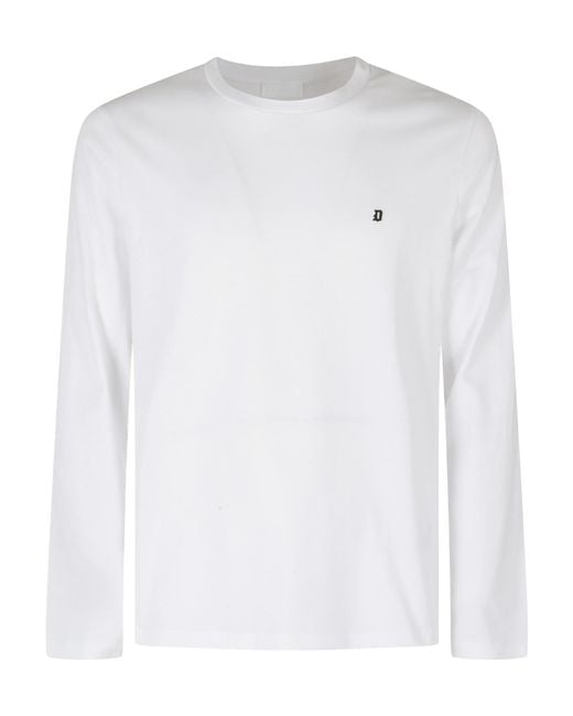 Dondup White Logo-Embroidered Long-Sleeve T-Shirt for men