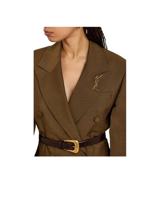 Saint Laurent Metallic Sculpted Metal Brooch