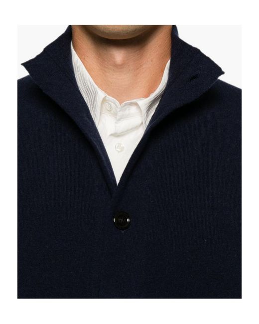 Lardini Blue Button-Up High Neck Jacket for men
