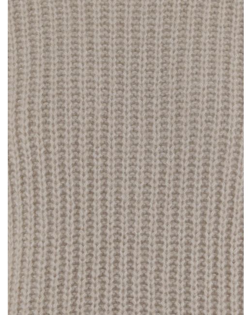 Allude Gray Ribbed Turtleneck Knitted Sweater