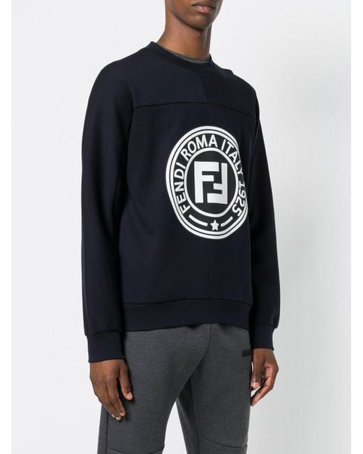 Fendi Blue Ff Printed Hoodie for men