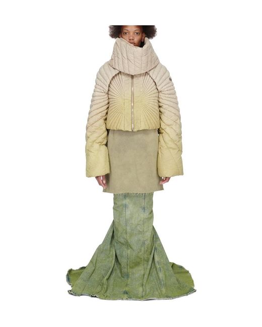 Moncler Green Moncler Rick Owens Radiance Raw Cut Hem Skirt