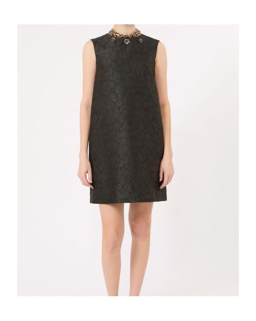 Max Mara Black 'S Stmvicolo Crewneck Poplin Mini Dress