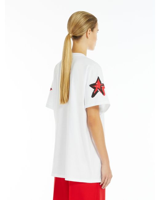 Max Mara White Graphic Printed Crewneck T-Shirt