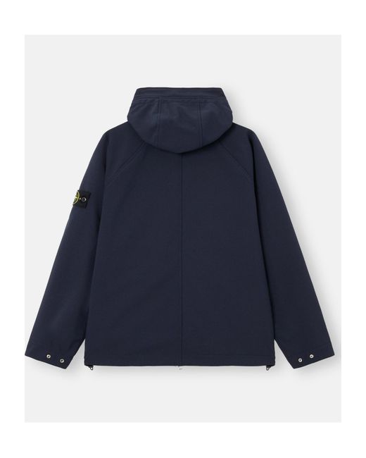 Stone Island Blue Hooded Jacket With Inner Fixed Drawstring for men