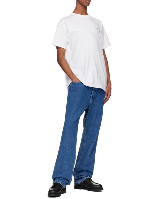 Carhartt White Script Logo Embroidered T-Shirt for men