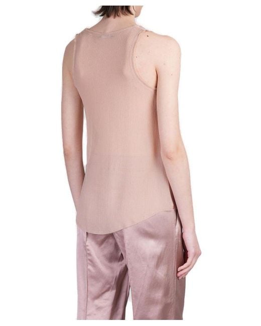 Balmain Pink Sleeveless Satin Tank Top