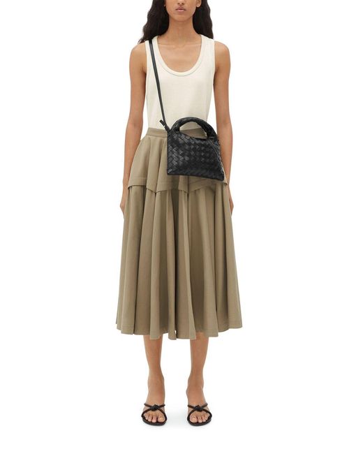 Bottega Veneta Black Woven Detail Shoulder Bag