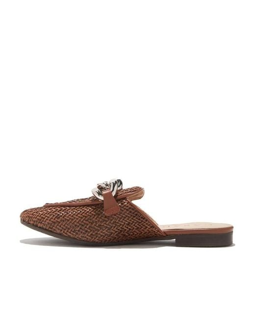 Casadei Brown Hanoi Chain Woven Mules
