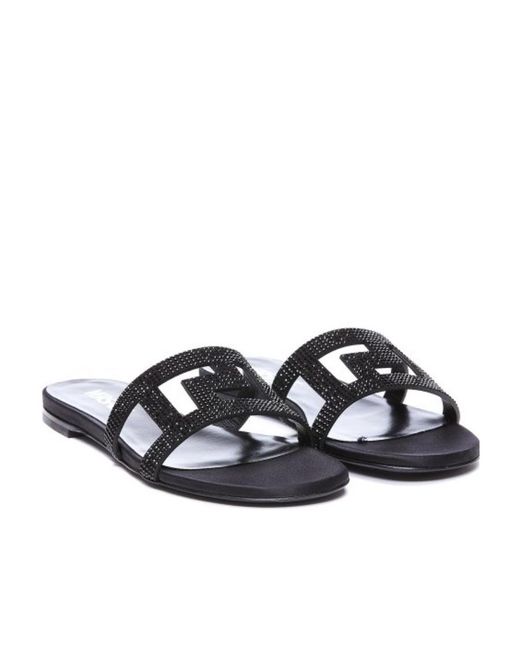Versace White Greca Maze Embellished Slides