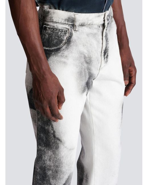 Balmain Gray Regular-Fit Denim Jeans With Moon Print for men