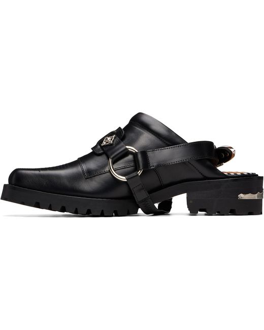 Toga Virilis Black Leather Slip-On Loafers for men