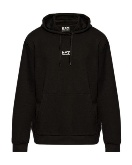 EA7 Black Drawstring Long-Sleeved Hoodie for men
