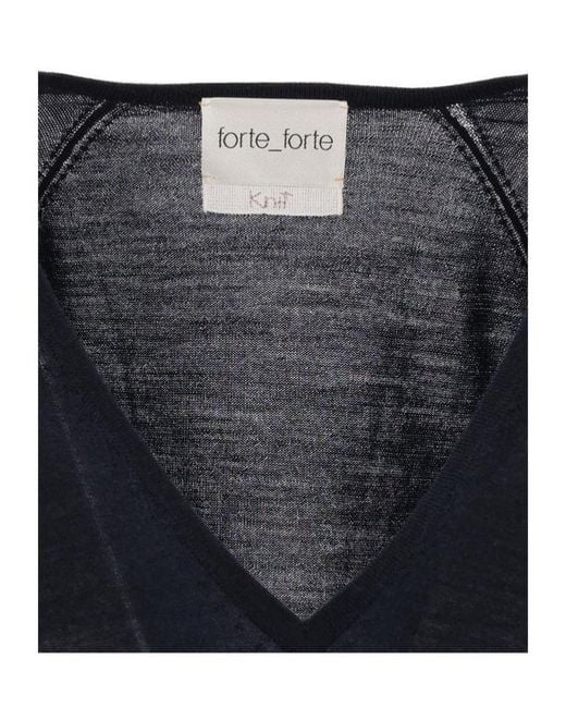 Forte_forte Black Sheer V-Neck Knitted Sweater