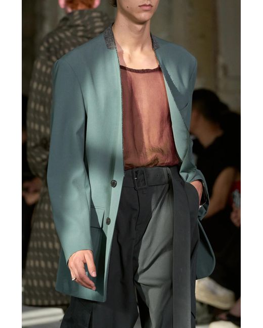 Dries Van Noten Green Single-Breasted Long-Sleeved Jacket for men
