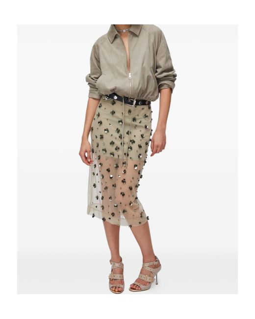 Liu Jo Natural Drawstring Suede Bomber Jacket