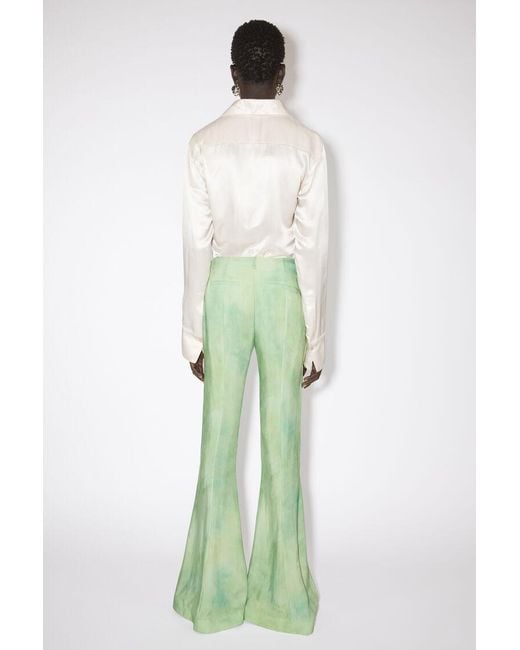 Acne Green Marbel Print Flared Pants
