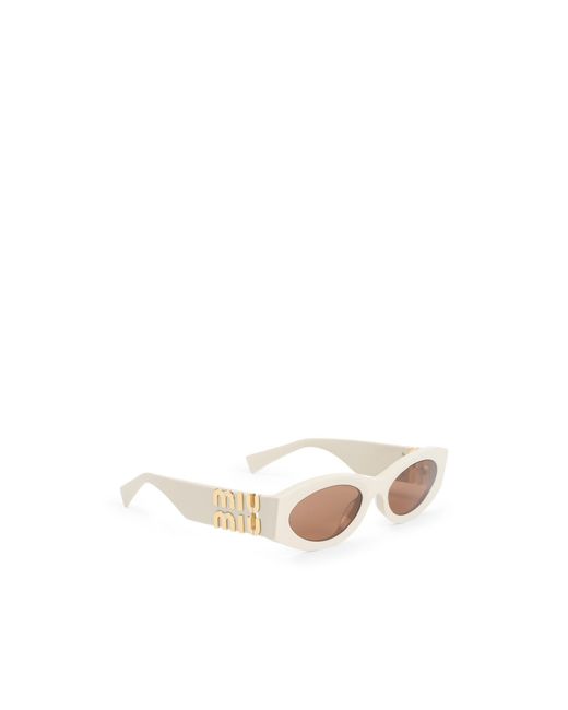 Miu Miu White Logo-Lettering Sunglasses