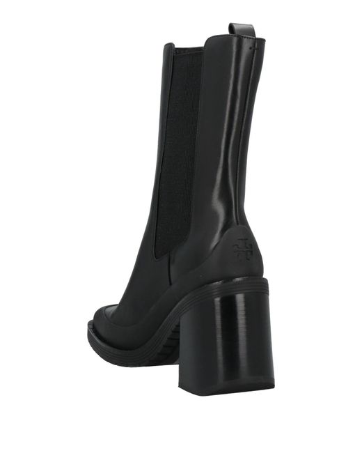Tory Burch Black Minimalist Square-Toe Leather Boots