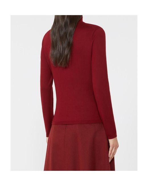 Max Mara Red Meana Turtleneck Knitted Jumper