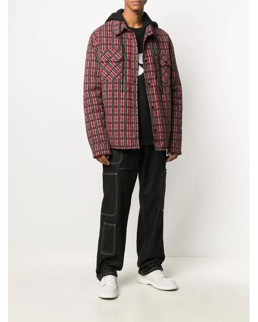 Off-White c/o Virgil Abloh Red Checked Hooded Jacket for men
